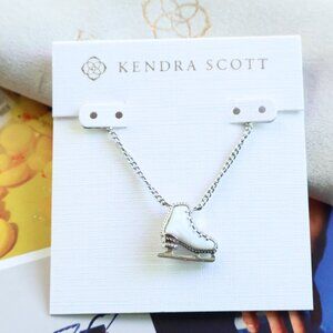 New Kendra Scott White Mother-of-Pearl Ice Skate Necklace Silver
